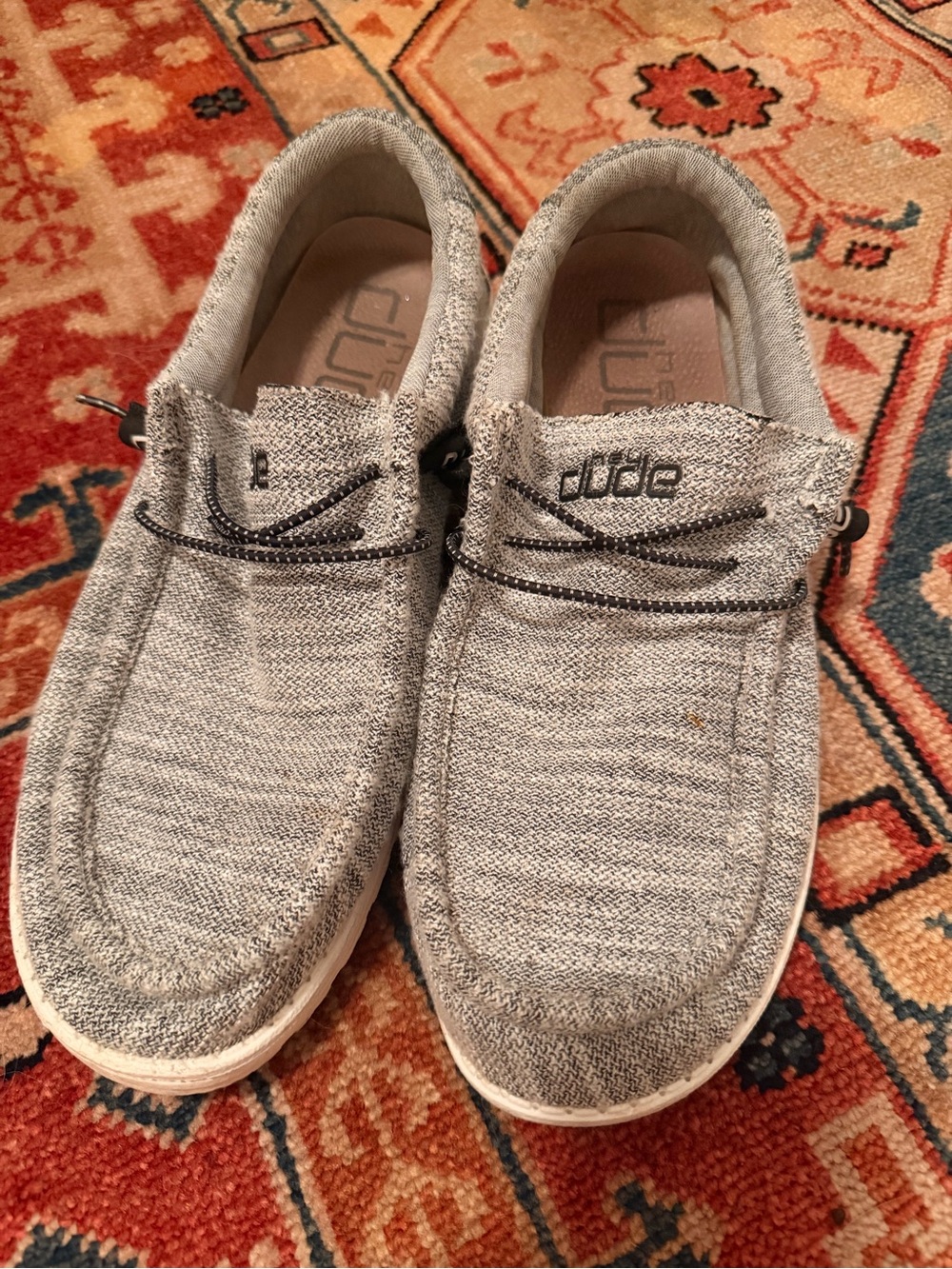Hey Dude Light Gray Knit Slip-On Loafers